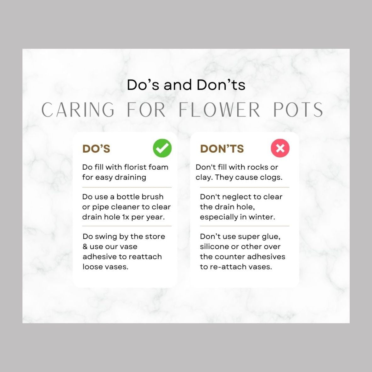 Emert International Monument Wholesaler Social Media Post How to Care for Flower Pots