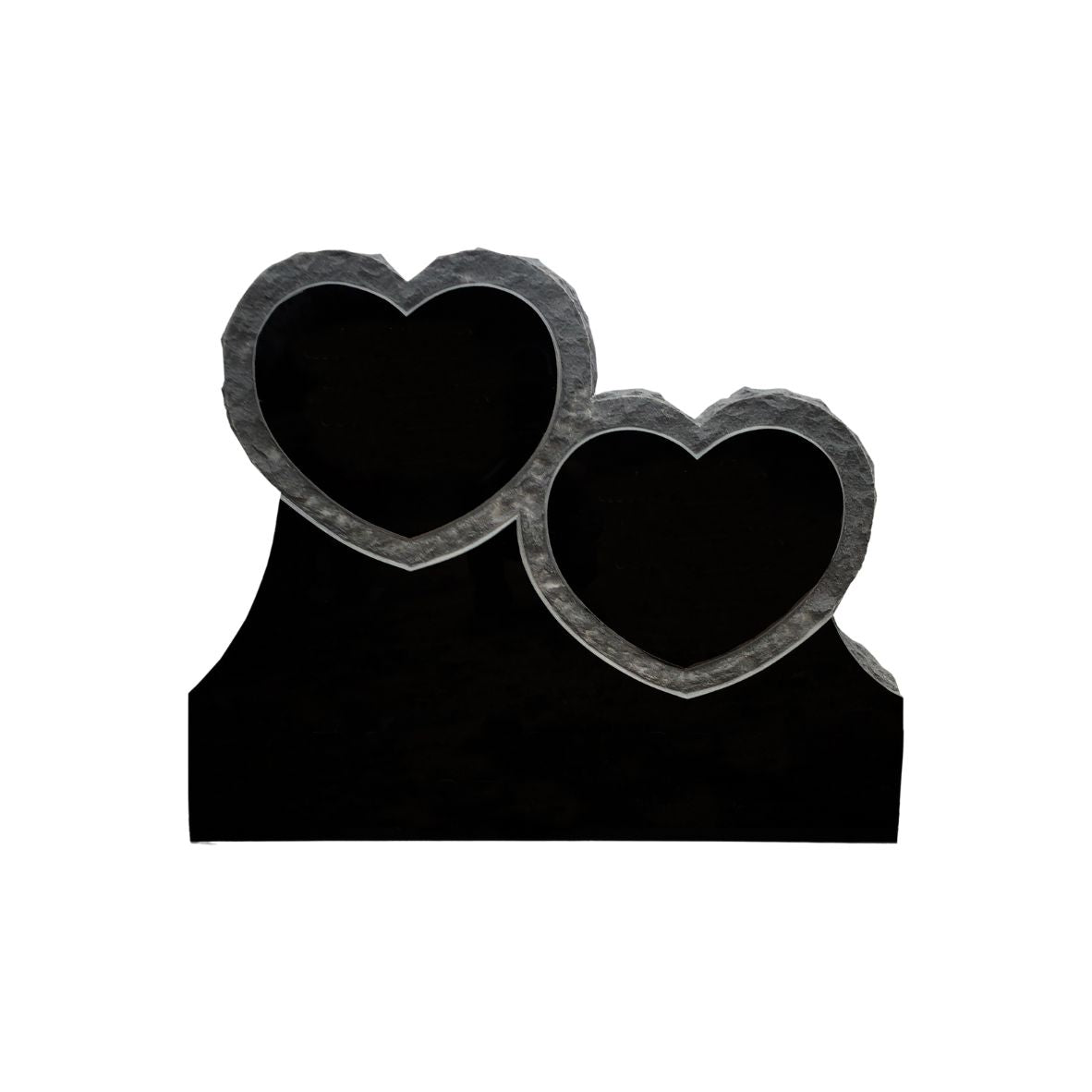 Emert International Monument Wholesaler The Rustic Double Stacked Heart With Shell Rock Border Tablet