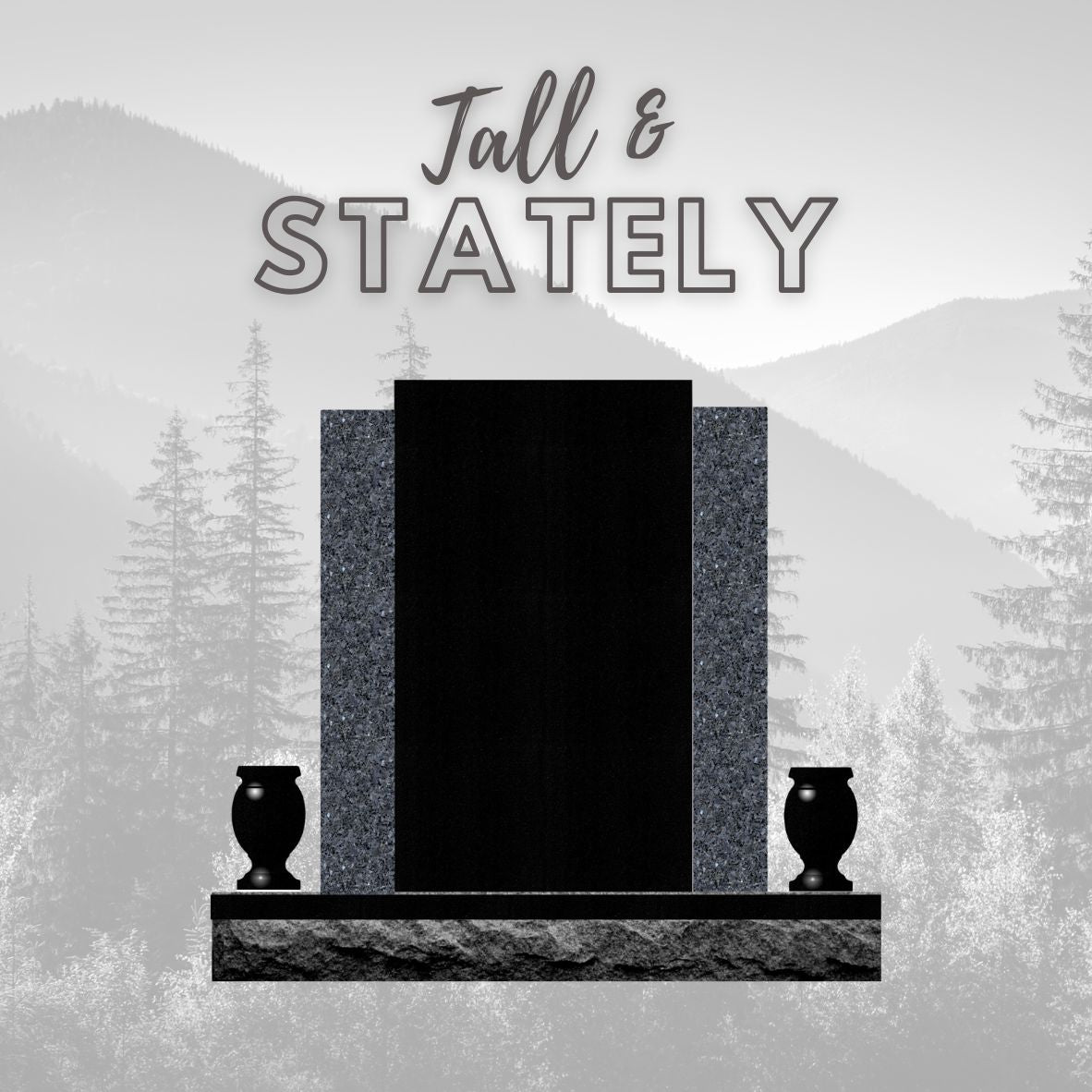 Emert International Monument Wholesale Tall and Stately Memorial With Blue Pearl Granite Wings