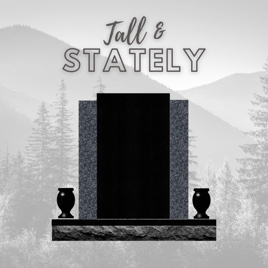 Emert International Monument Wholesale Tall and Stately Memorial With Blue Pearl Granite Wings