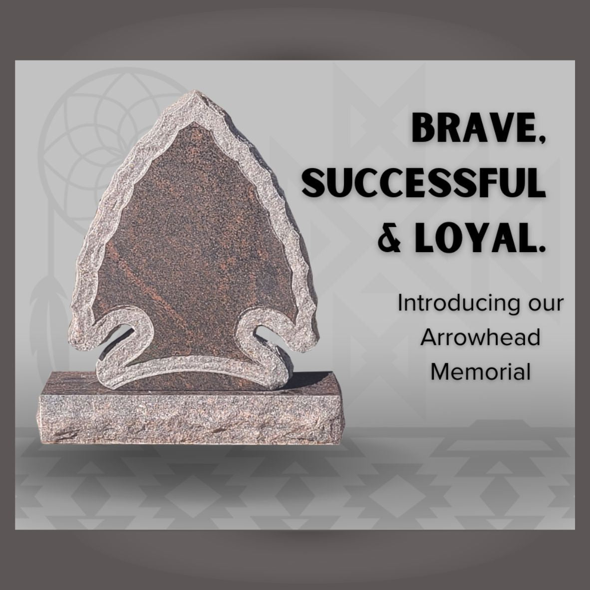 Emert International Monument Wholesaler The Rustic Arrowhead Memorial Headstone in Rustic Brown